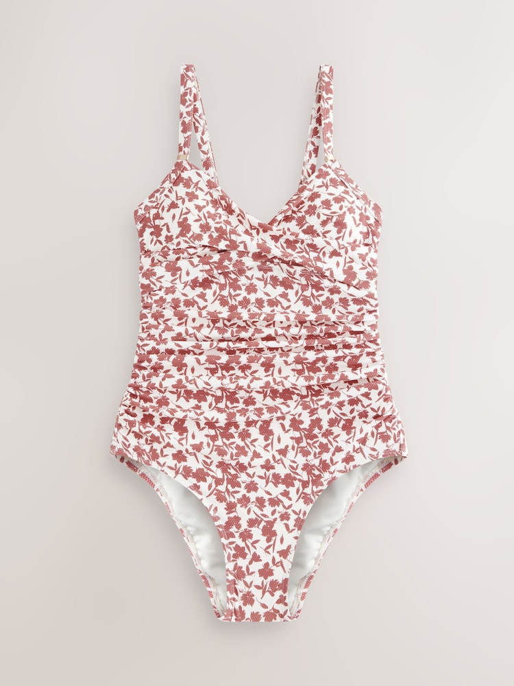 Rose Pink Ditsy Floral Shaping Tummy Control Swimsuit - Image 7 of 10