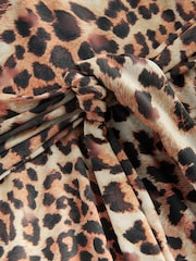 Brown Leopard Print Shaping Tummy Control Skirted Swim Dress - Image 8 of 9