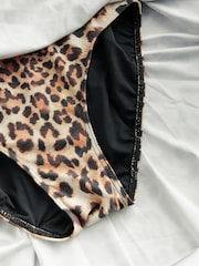 Brown Leopard Print Shaping Tummy Control Skirted Swim Dress - Image 9 of 9