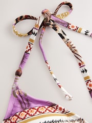 Léopard/Animal violet - Haut de bikini triangle avec perles - Image 8 of 8