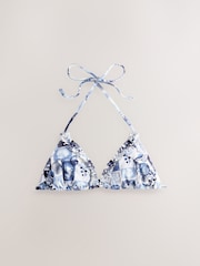 coquille Bleu - Triangle plissé Bikini Top - Image 6 of 8
