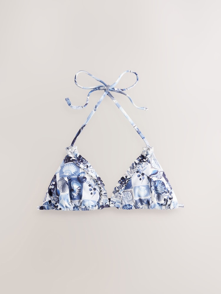 coquille Bleu - Triangle plissé Bikini Top - Image 6 of 8