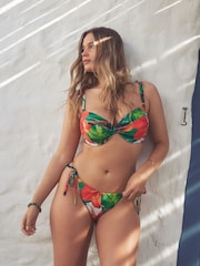Rouge/Vert Tropical - Haut de bikini rembourré à armatures gainant - Image 4 of 9