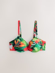 Rouge/Vert Tropical - Haut de bikini rembourré à armatures gainant - Image 6 of 9