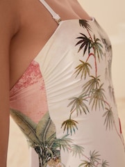 Ecru Scenic Palm Beaded Tummy Control Bandeau Swimsuit - Image 6 of 10