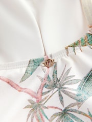 Ecru Scenic Palm Beaded Tummy Control Bandeau Swimsuit - Image 9 of 10