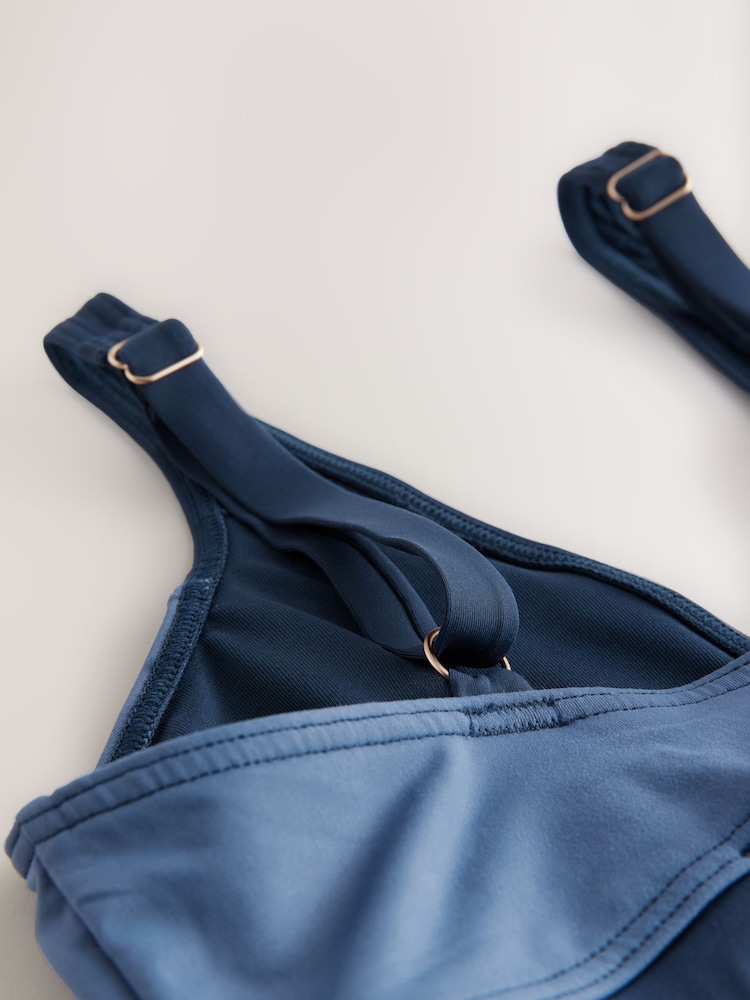 Blue/Ecru Colourblock DD+ Plunge Wired Tummy Control Swimsuit - Image 10 of 10