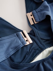 Blue/Ecru Colourblock DD+ Plunge Wired Tummy Control Swimsuit - Image 9 of 10