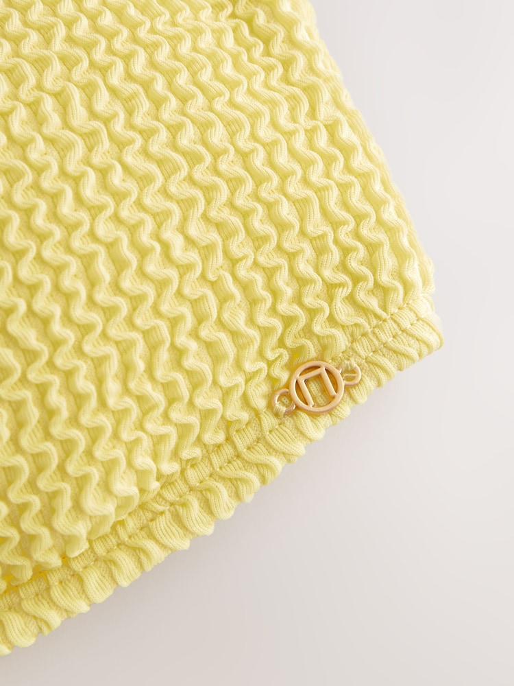Yellow Crinkle Hardware Crop Bikini Top - Image 8 of 9