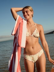Ecru Floral Embroidered Lettuce Edge Bikini Top - Image 2 of 9