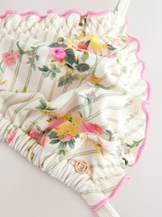 Ecru Floral Embroidered Lettuce Edge Bikini Top - Image 9 of 9
