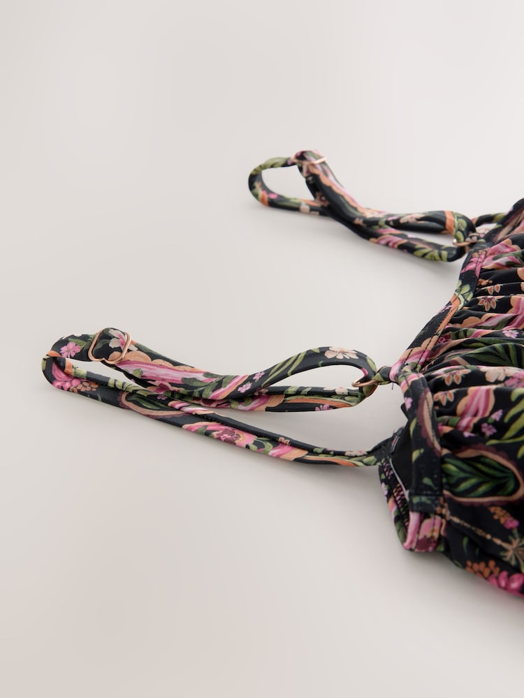 Black/Pink Paisley Print Blouson Shaping Swimsuit - Image 10 of 10