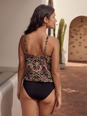 Black/Pink Paisley Print Blouson Shaping Swimsuit - Image 4 of 10