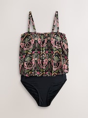 Black/Pink Paisley Print Blouson Shaping Swimsuit - Image 7 of 10