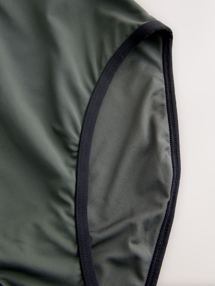 Khaki Green Zipped Shaping Tummy Control Swimsuit - Image 10 of 10