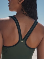Khaki Green Zipped Shaping Tummy Control Swimsuit - Image 6 of 10