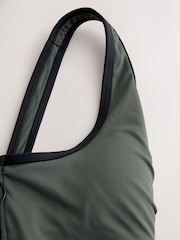 Khaki Green Zipped Shaping Tummy Control Swimsuit - Image 8 of 10