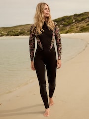 Black/Pink Paisley Long Sleeved Full Length Wetsuit - Image 1 of 6