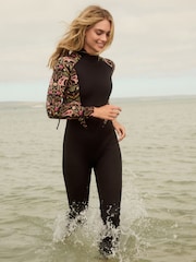 Black/Pink Paisley Long Sleeved Full Length Wetsuit - Image 2 of 6