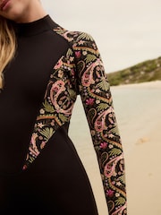 Black/Pink Paisley Long Sleeved Full Length Wetsuit - Image 5 of 6