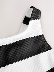 Black/White Stripe Essential High Neck Shaping Swimsuit - Image 7 of 9