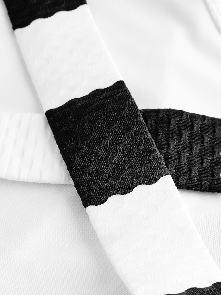 Black/White Stripe Essential High Neck Shaping Swimsuit - Image 9 of 9