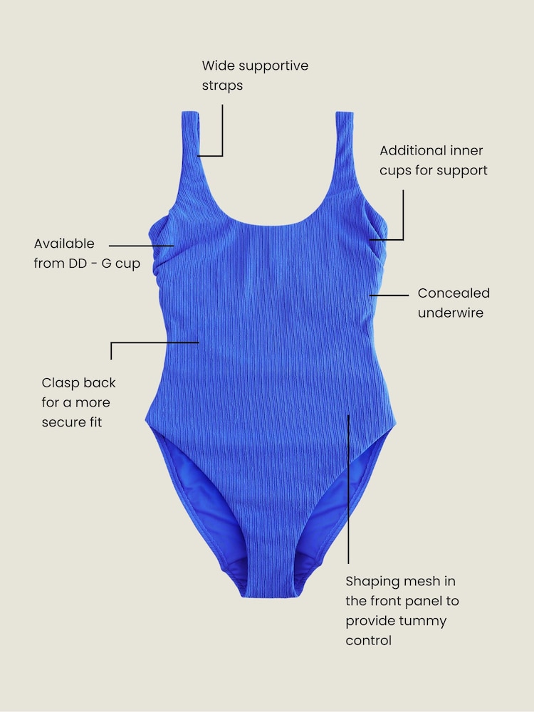 Blue Rib Dd+ Wired Scoop Neck Tummy Control Swimsuit - Image 4 of 13