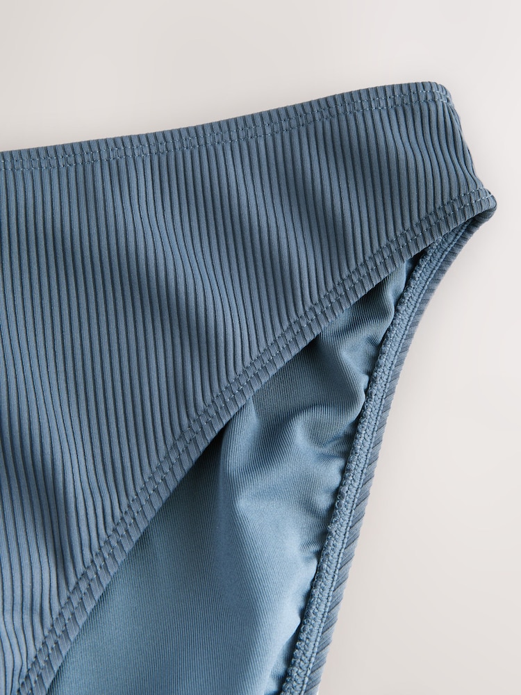 Acier Bleu Rib - Bas de bikini échancré - Image 7 of 8