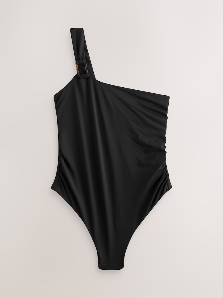 Black Maternity One Shoulder Swimsuit - Image 3 of 6
