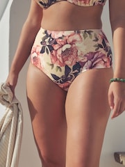 Neutre/blush fleuri - Bas de bikini taille haute - Image 1 of 9