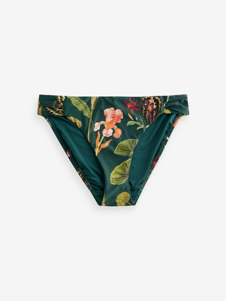 Floral vert - Bas de bikini haut à côtés froncés - Image 6 of 7
