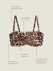 Brown Leopard DD+ Non Pad Minimise Bandeau Bikini Top - Image 4 of 9