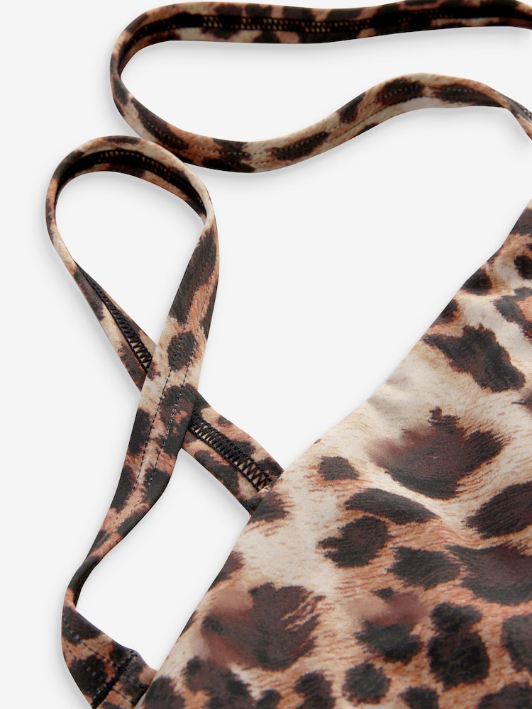 Léopard marron - Haut de bikini bandeau sans rembourrage Minimal DD+ - Image 8 of 9