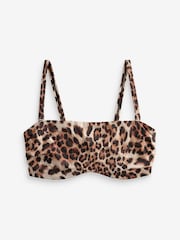 Brown Leopard DD+ Non Pad Minimise Bandeau Bikini Top - Image 9 of 9