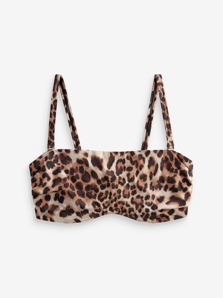Brown Leopard DD+ Non Pad Minimise Bandeau Bikini Top - Image 9 of 9