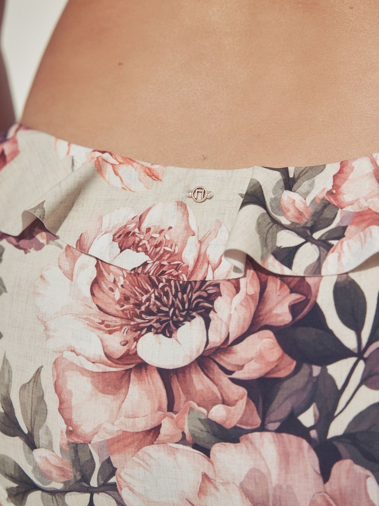 à volants Neutre/blush Floral - Bas de bikini taille haute - Image 4 of 7