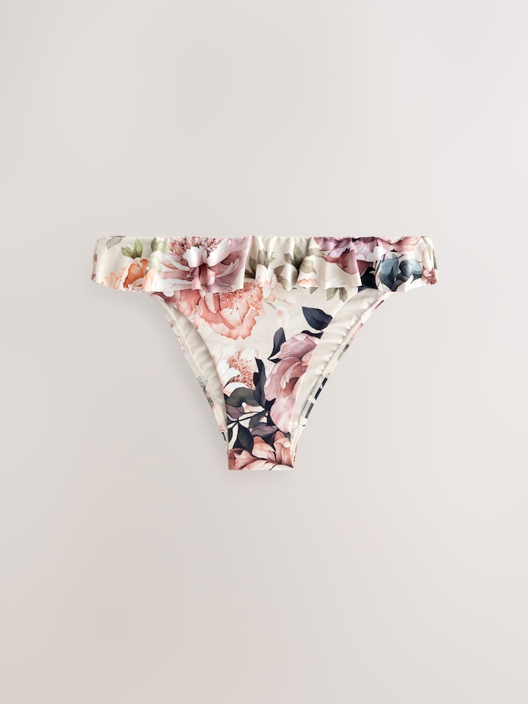 à volants Neutre/blush Floral - Bas de bikini taille haute - Image 5 of 7