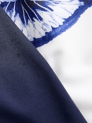 Navy/White Floral Long Sleeve Modesty Burkini Shaping Swimsuit - Image 12 of 13