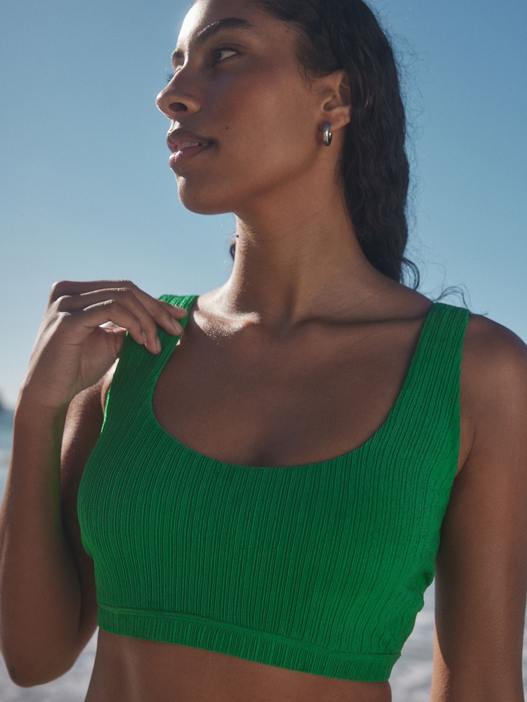 Zwart/groen - DD+ Rib Crop Bikini Tops 2 Pack - Image 2 of 11