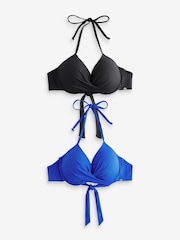 Bleu/Noir - Lot de 2 hauts de bikini rembourrés à armatures - Image 1 of 6