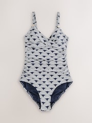Black/Navy Fan Print - Pack de 2 bañadores con efecto vientre plano - Imagen 6 de 11