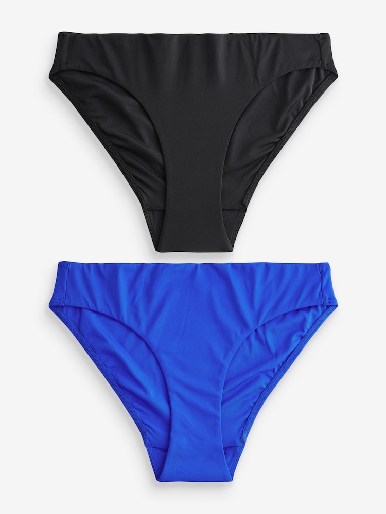 Bleu/Noir - High Leg Bikini Bottoms 2 Pack - Image 1 of 6