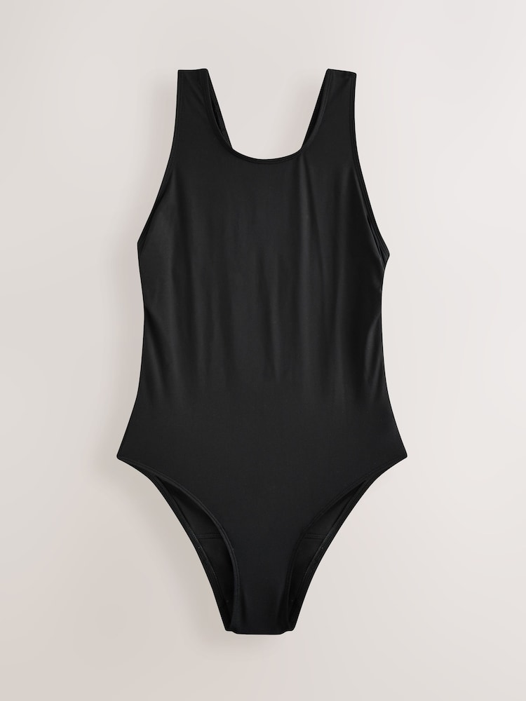 Black High Neck Period Swimsuit - Image 8 of 10