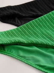 Schwarz & Grün - Gerippte Bikinihose mit hohem Beinausschnitt, 2er-Pack - Bild 5 von 5