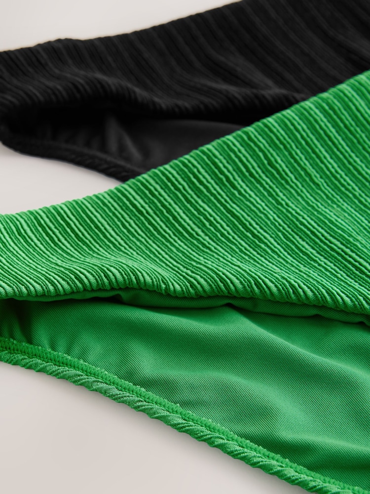 Schwarz & Grün - Gerippte Bikinihose mit hohem Beinausschnitt, 2er-Pack - Bild 5 von 5
