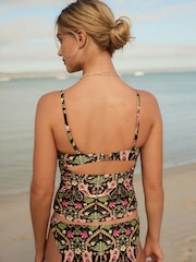 Noir/Rose Motif paisley - Haut de tankini non rembourré à armatures - Image 4 of 10