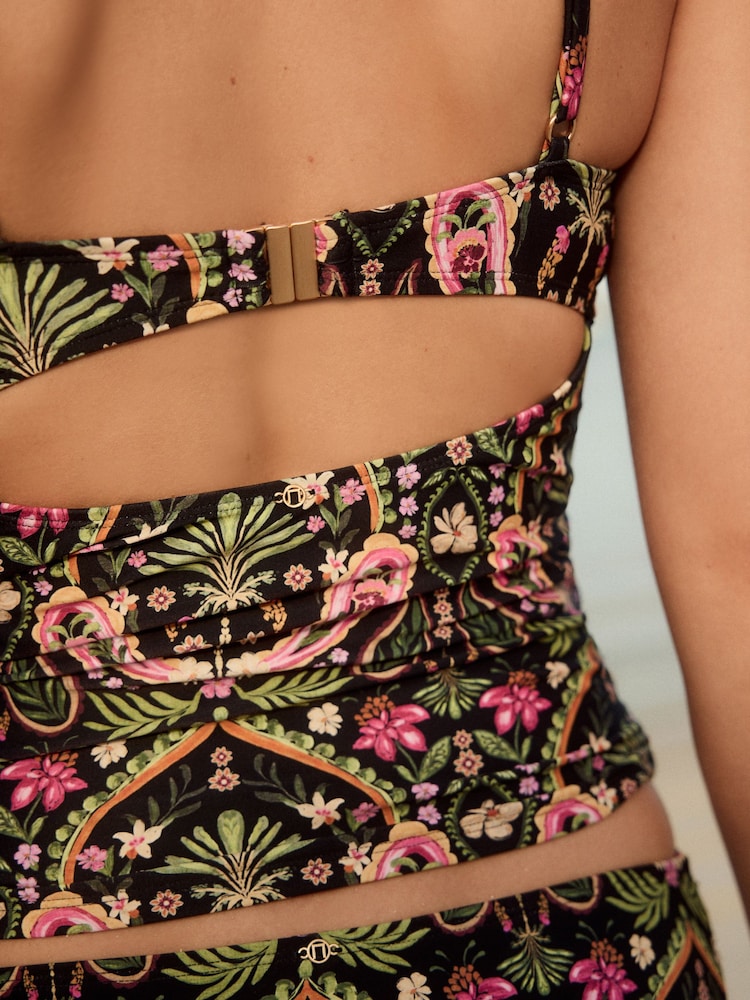 Noir/Rose Motif paisley - Haut de tankini non rembourré à armatures - Image 6 of 10