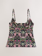 Noir/Rose Motif paisley - Haut de tankini non rembourré à armatures - Image 7 of 10