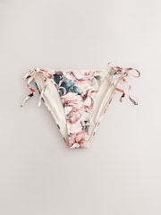 Neutre/blush fleuri - Bas de bikini noué sur les côtés blanc - Image 5 of 5