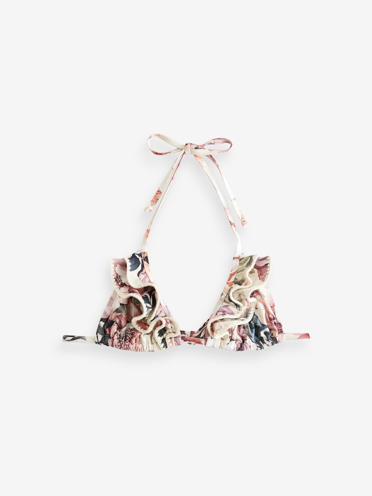 Neutral/Blush Floral - Gehäkeltes Triangel-Bikini-Oberteil mit Rüschen - Bild 6 von 6 Neutral/Blush Floral - Gehäkeltes Triangel-Bikini-Oberteil mit Rüschen - Bild 6 von 6